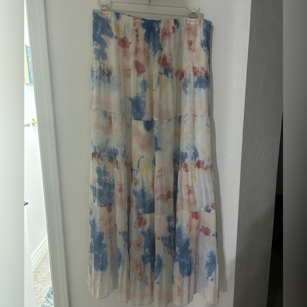 NASHALYLY Women's Chiffon Elastic High Waist Pleated A-Line Flared Maxi Skirts